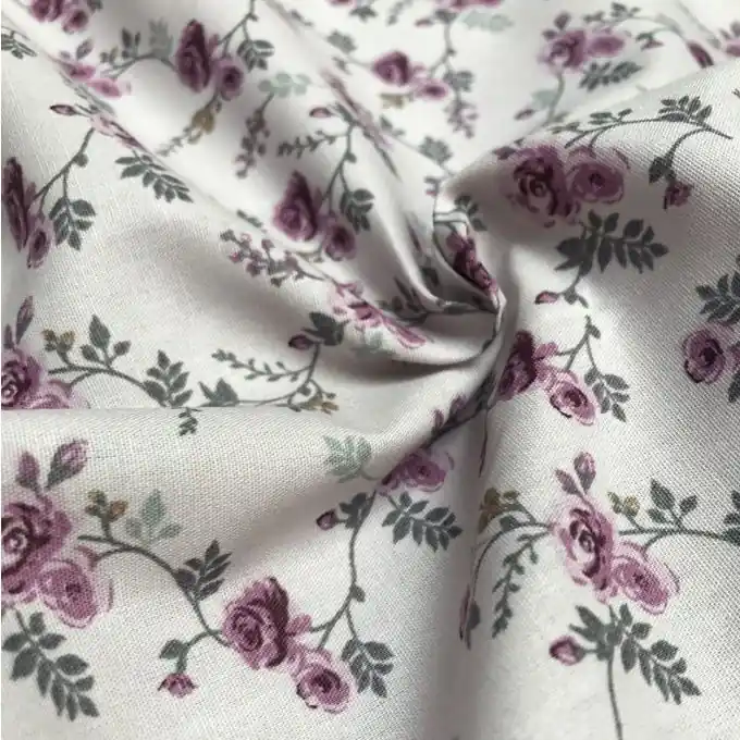 Preisreduziert Baumwoll-Popeline Rosen weiß