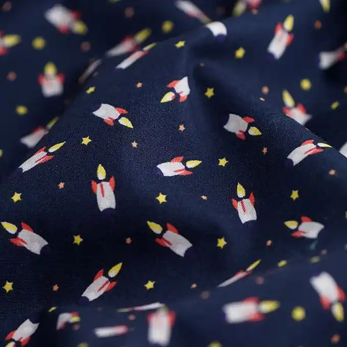 Popeline Baumwolle Raketen Marineblau Weltweiter Versand