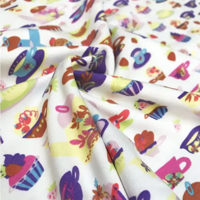 Neu Im Sortiment Baumwolljersey Tea Time Weiß