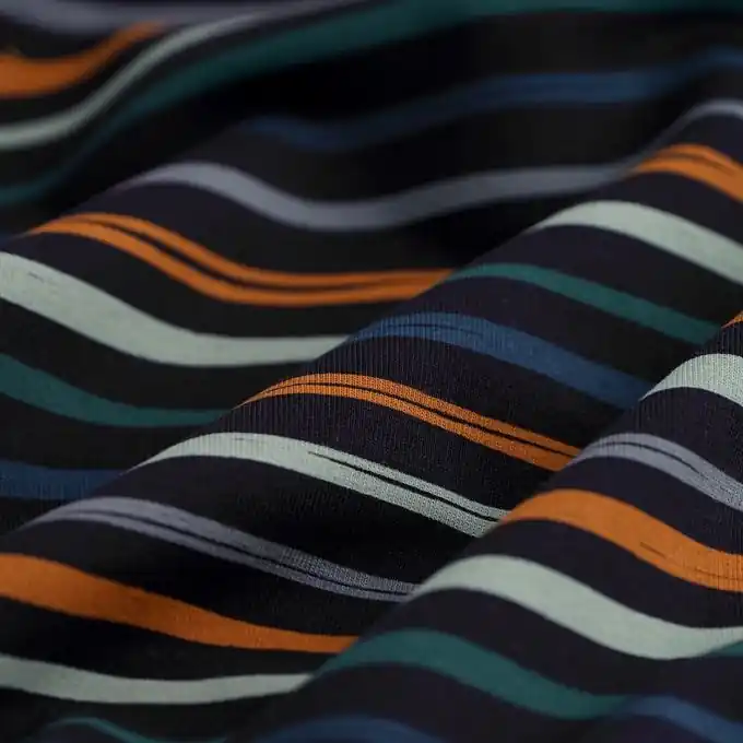 Sweatshirtstoff Baumwolle Streifen Nachtblau Highlight