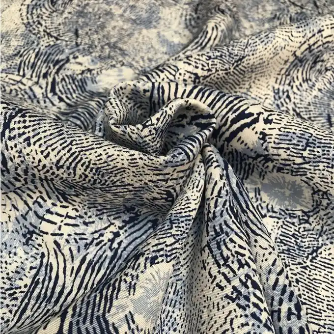 Popeline Viskose Fingerabdruck Blau Top-Angebot