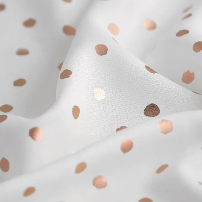 Sale Popeline Viskose Punkte Gold/Ecru