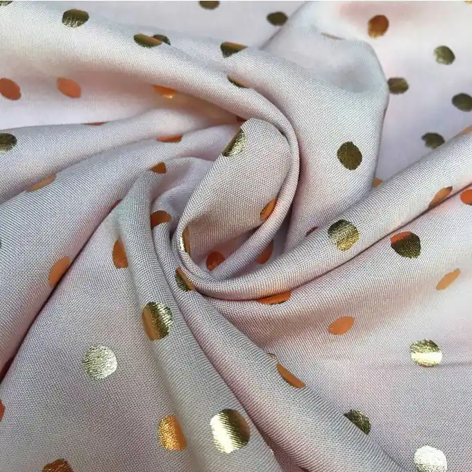 Popeline Viskose Punkte Gold/Rosa Sale