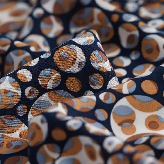 Popeline Viskose Kreise Marineblau Original