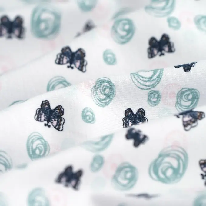 Baumwolljersey Bio Schmetterlinge Weiß Ausverkauf