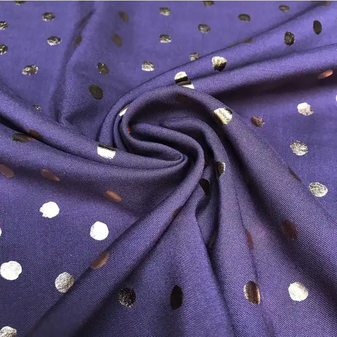 Popeline Viskose Punkte Gold/Lila Rabatt