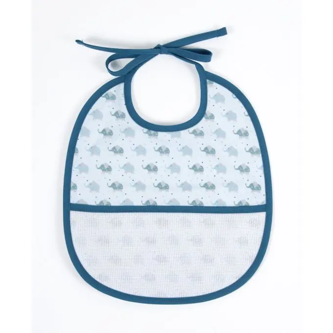 Sichere Zahlung Personalisiertes Elefanten-Lätzchen mit Aida-Band | Geburtsgeschenk | 24,5 x 29 cm