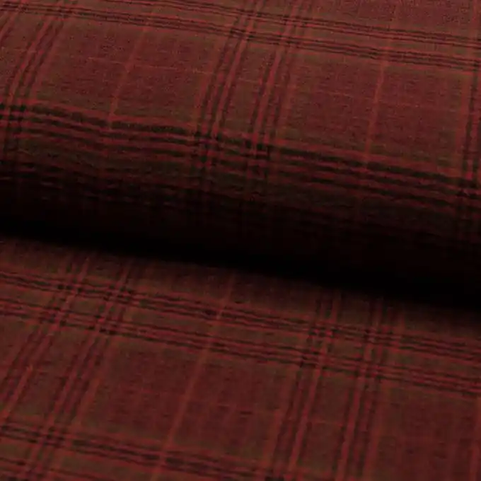 Neu Im Sortiment Kreppstoff Polyester Karos Schwarz/Braun/Rot