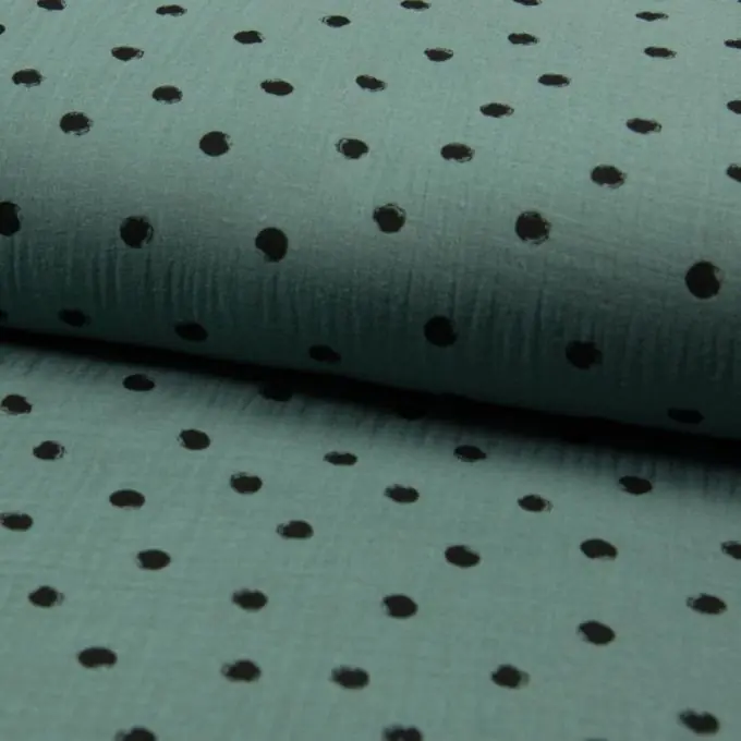 Neu Im Sortiment Musselin Punkte Schwarz/Mintgrün
