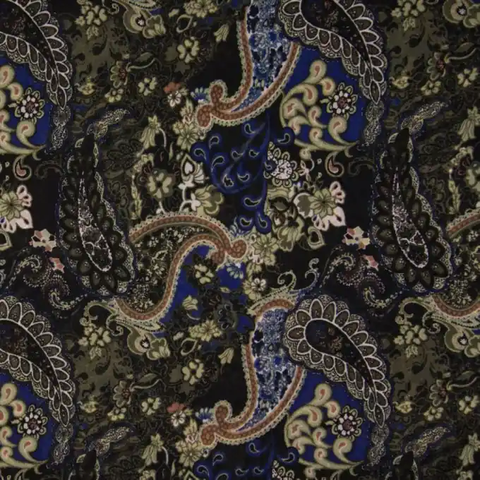 Angebot Netzstoff Mesh Paisley Blau/Grün/Schwarz