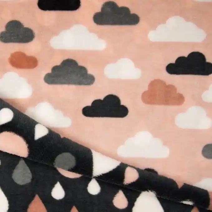 Alpenfleece doppelseitig Regen/Wolken Dunkelgrau/Rosa Ab Werk