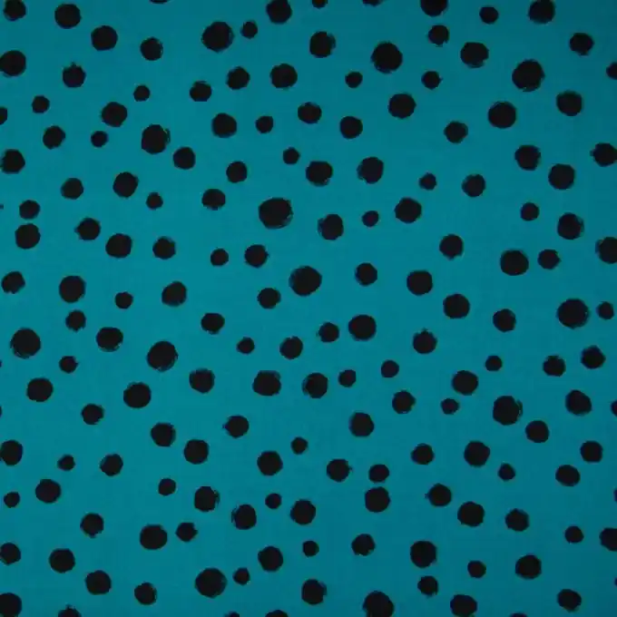 Mengenrabatt Twill Viskose Punkte Schwarz/Cyan