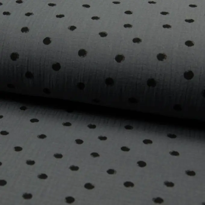 Saisonangebot Musselin Punkte Schwarz/Dunkelgrau