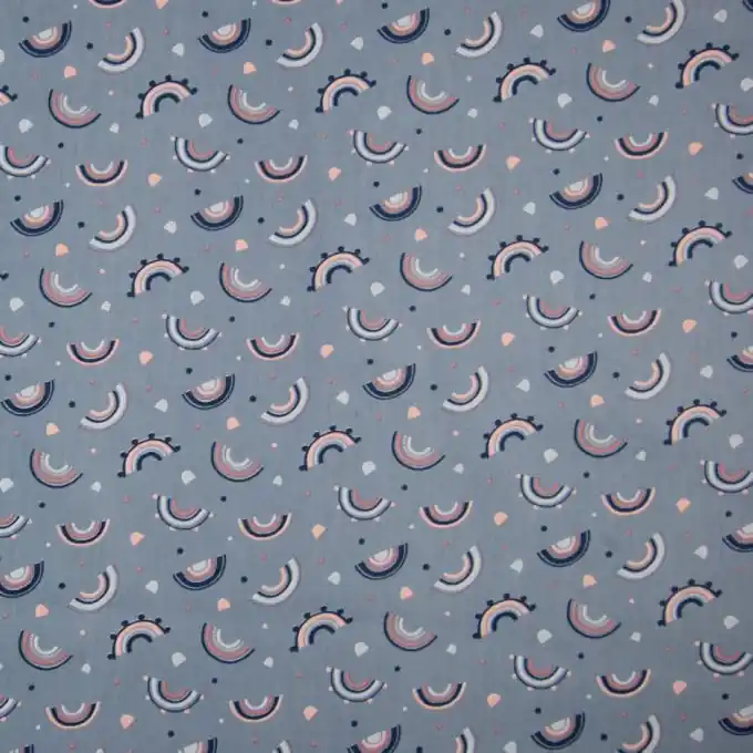 Popeline Baumwolle Regenbogen Pastellblau Neue Ware