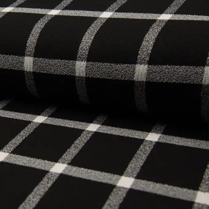 Jetzt Bestellen Kreppstoff Viskose Karos Weiß/Schwarz