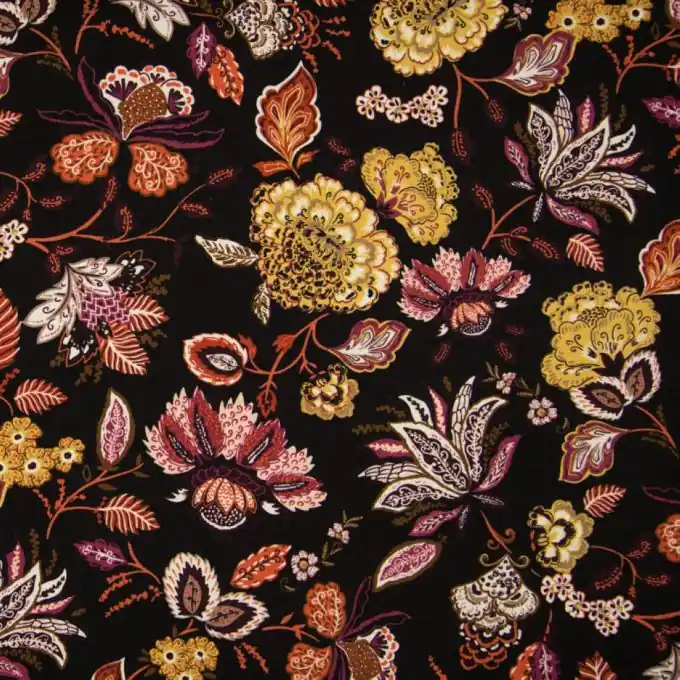 Jersey Viskose Blumen Schwarz Jetzt Zugreifen