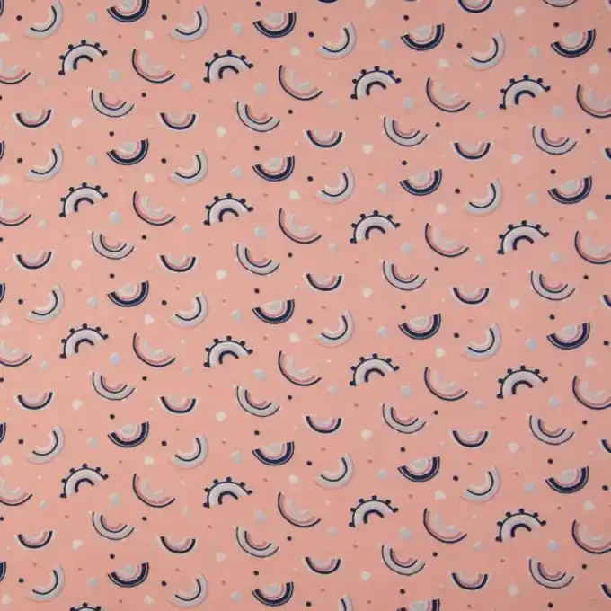 Premium Popeline Baumwolle Regenbogen Pastellrosa