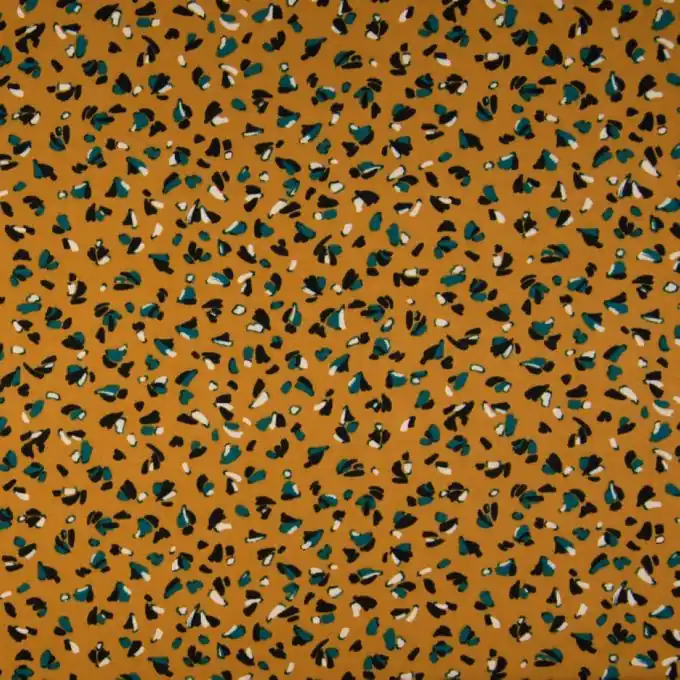 Twill Viskose Blütenblätter Schwarz/Blau/Senfgelb Mega-Angebot