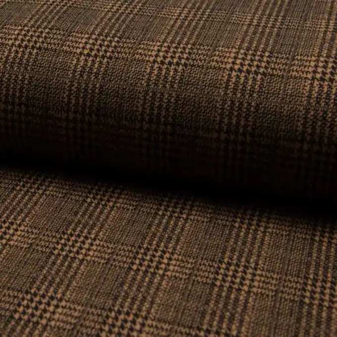 Heißes Angebot Jacquard Viskose Stretch Hahnentrittmuster Schwarz/Ocker