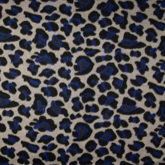 Premium Wollstoff Leopard Blau