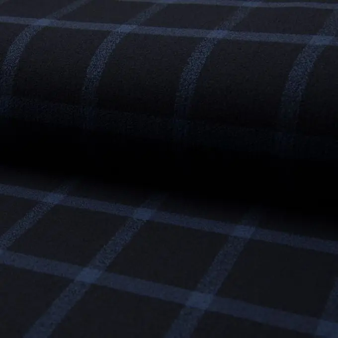 Exklusiv Kreppstoff Viskose Karos Blau/Nachtblau