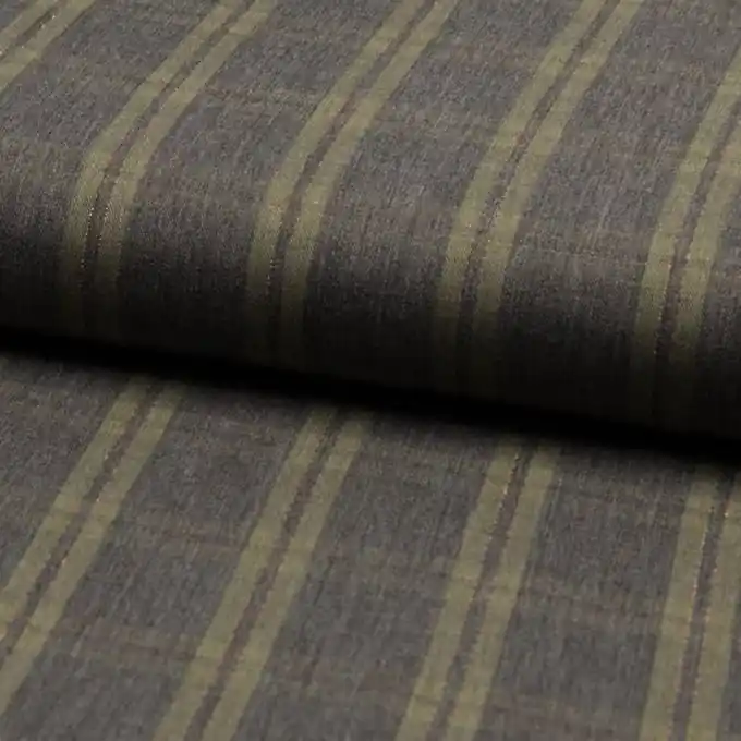 Neu Popeline Viskose Streifen Khaki/Bronze/Grau