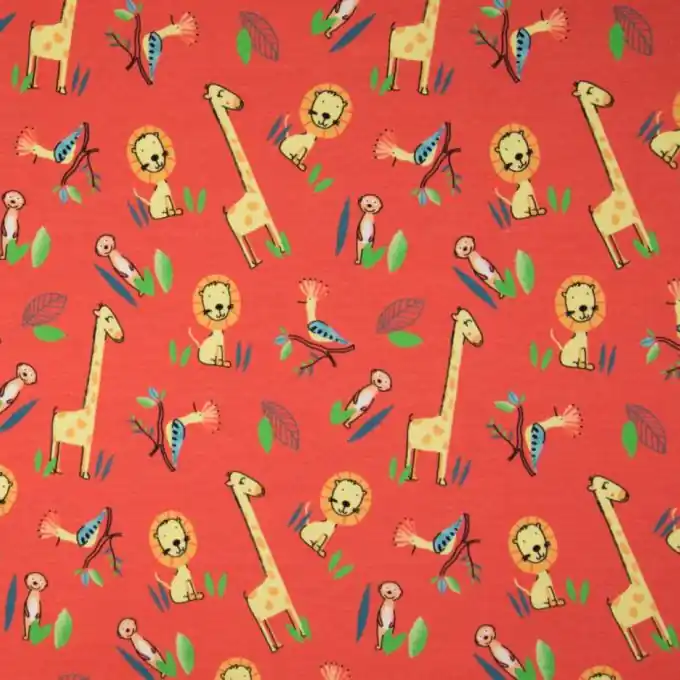 Beliebt Jersey Baumwolle Dschungel Pfirsich