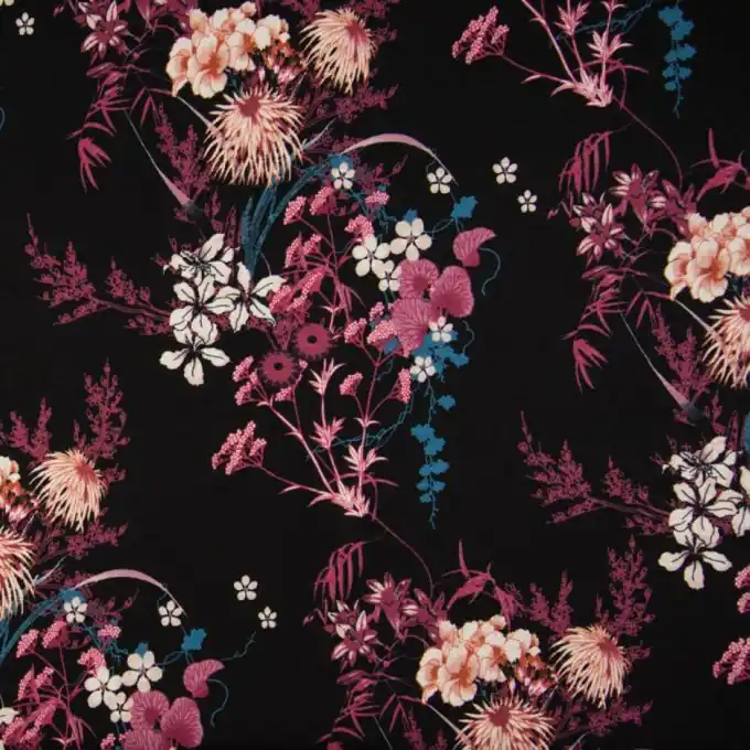 Im Trend Jersey Viskose Blumen Rosa/Orange