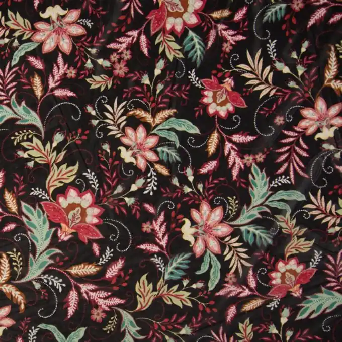 Handgefertigt Netzstoff Mesh Blätter Schwarz