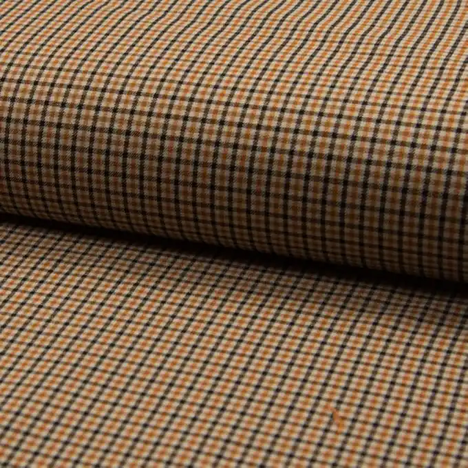 Heißes Angebot Bengaline Stretch Karos Safran/Ecru/Schwarz