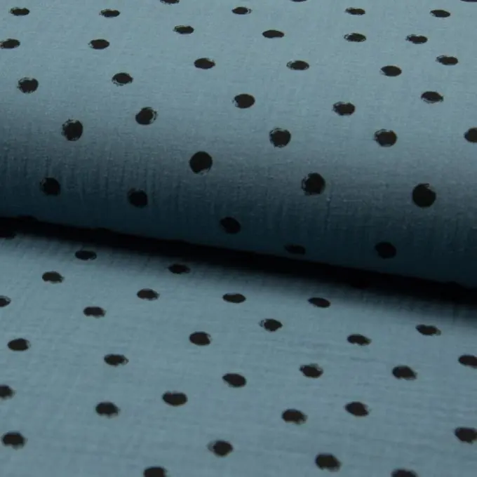Schnäppchen Musselin Punkte Schwarz/Blau
