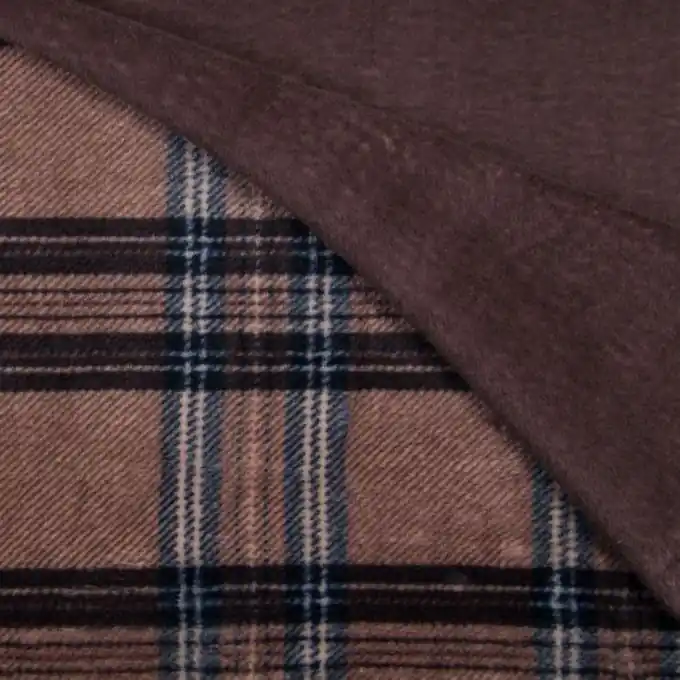 Alpenfleece Karomuster Braun/Blau Top-Preis