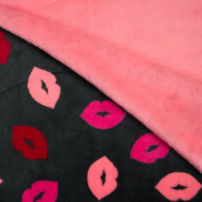 Sonderangebot Alpenfleece Bisous Dunkelgrau/Rosa