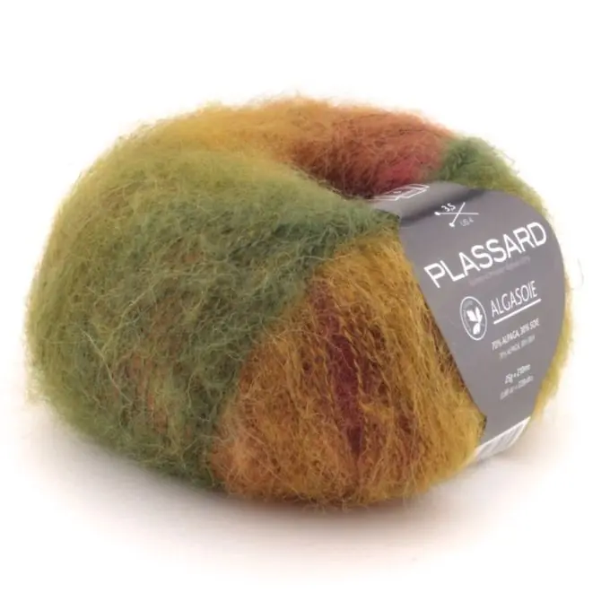 Kostenfreie Lieferung Strickgarn Algasoie Grün/Gelb 210m