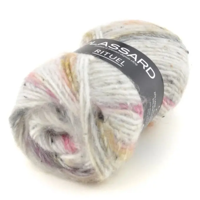 Großhandel Strickgarn Rituel Hellgrau Bunt 90m