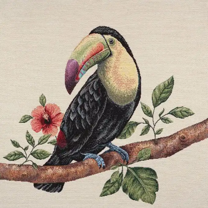 Neue Ware Stoffabschnitt Jacquard Tukan