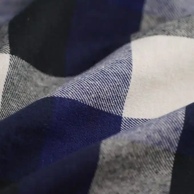 Direktkauf Baumwollflanell große Karos blau weiß