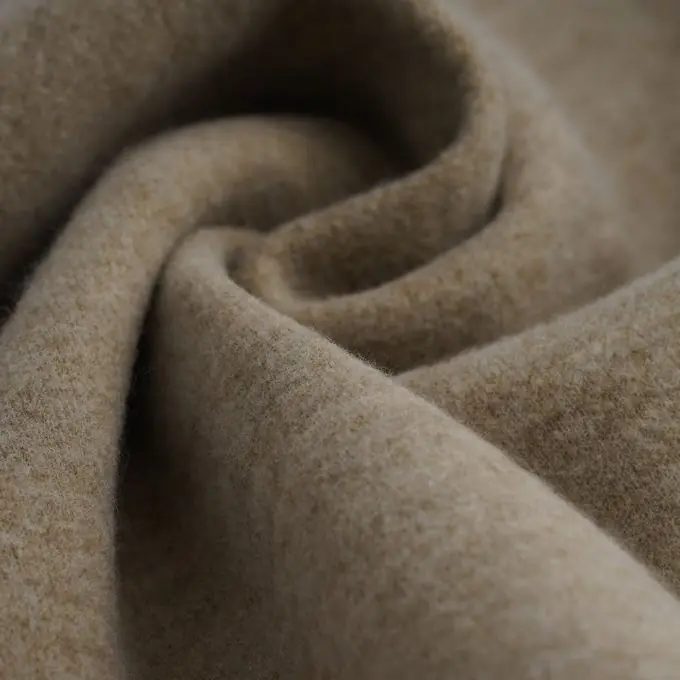 Echt Wollstoff Mantel Polyester Viskose écru meliert