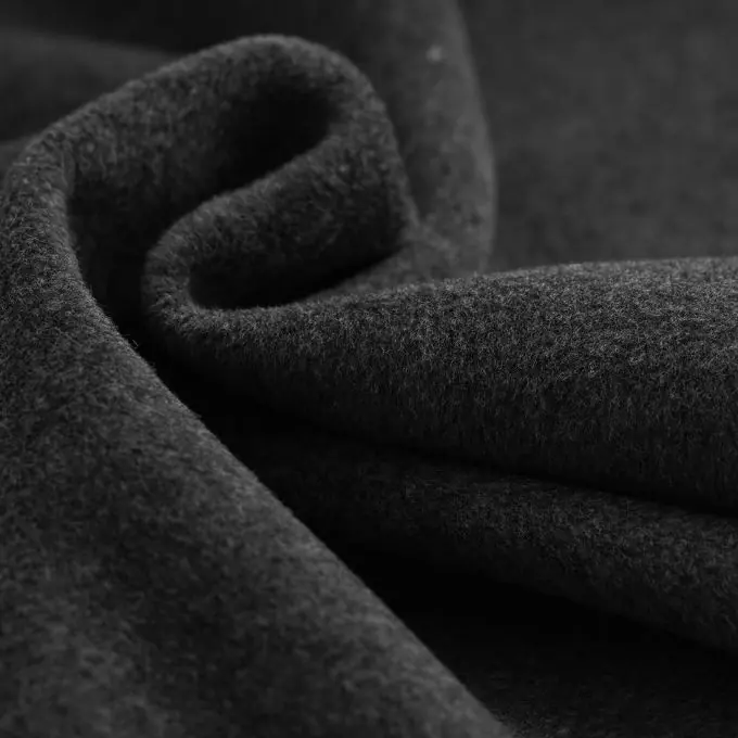 Wollstoff Mantel Polyester Viskose grau meliert Kostenloser Rückversand