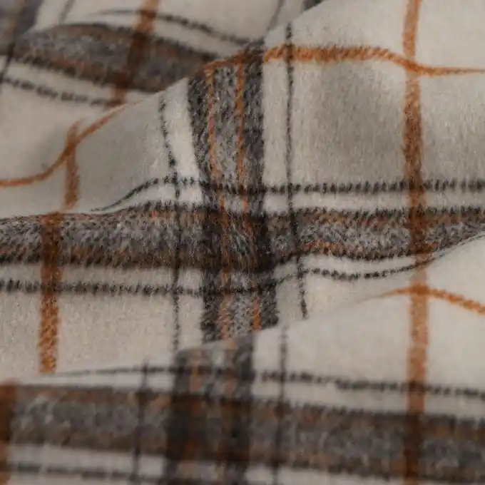 Rabatt Wollstoff Mantel Polyester Karos écru