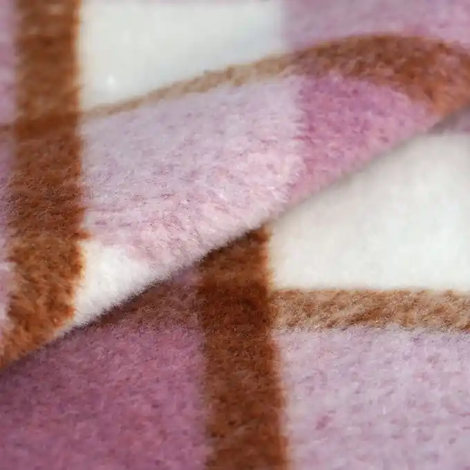 Wollstoff Mantel Polyester Karos rosa Großhandel