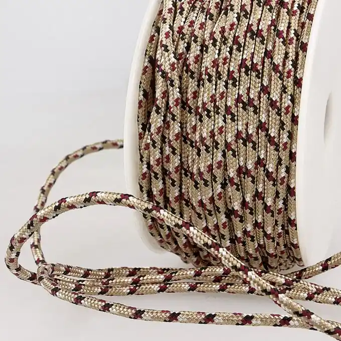 Jetzt Bestellen Schnürsenkel Rund 3mm Streifen Beige Schwarz Meterware