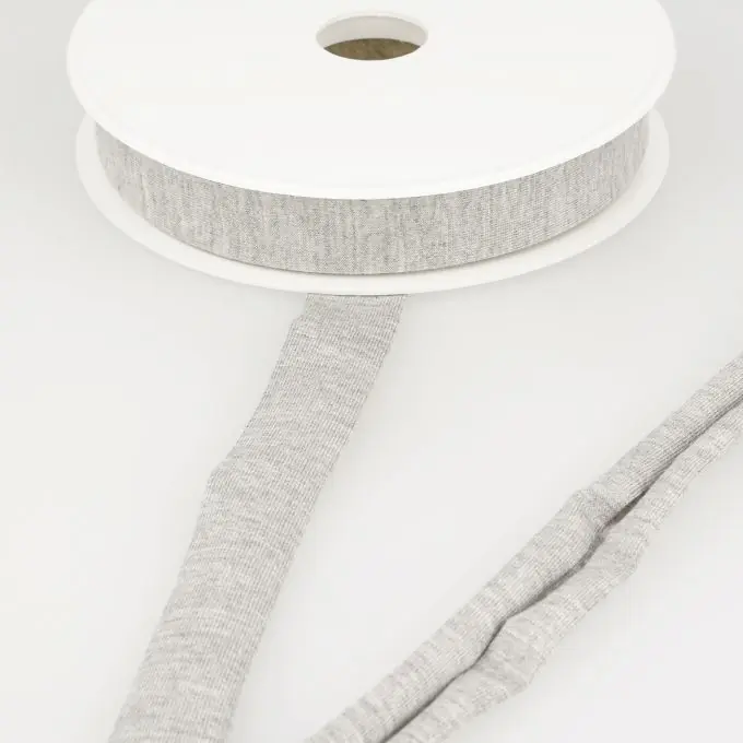Schrägband Jersey viskose dehnbar 20mm Hellgrau meliert Top-Qualität