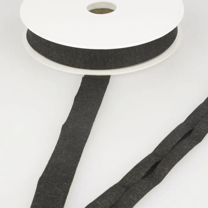 Garantierte Lieferung Schrägband Jersey viskose dehnbar 20mm Dunkelgrau meliert