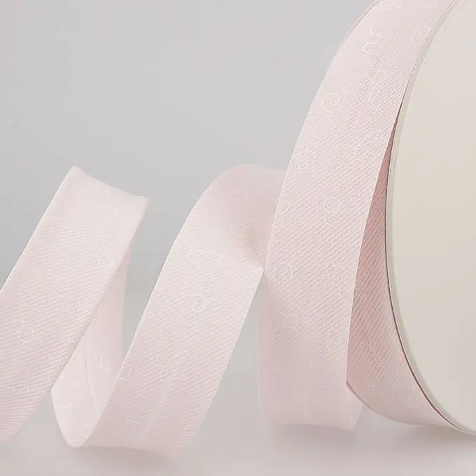 Markenware Schrägband gefaltet Buchstaben 25mm Blassrosa