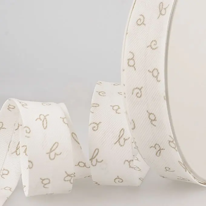 Angebot Schrägband gefaltet Buchstaben 25mm Ecru/Beige