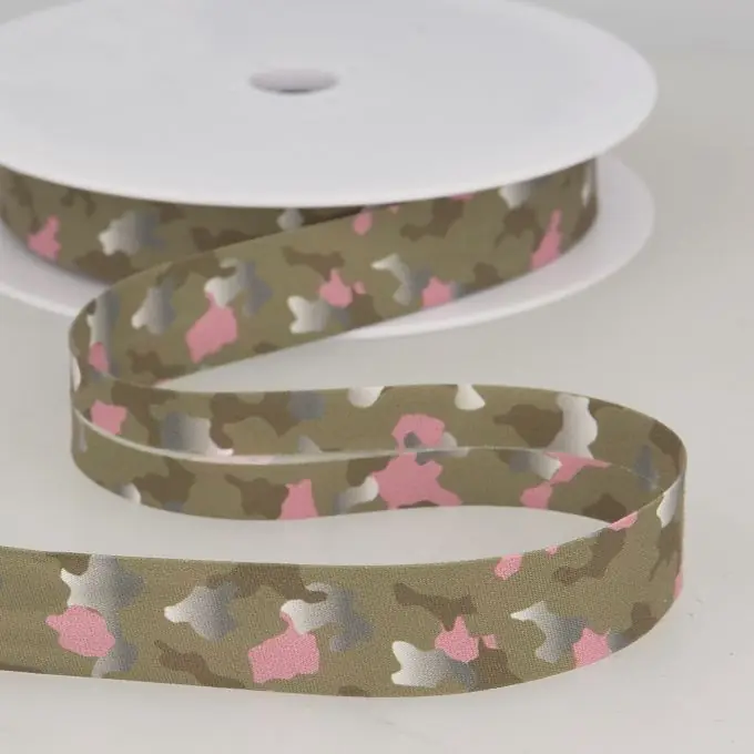 Schrägband Camouflage-Muster 20 mm khaki rosa Mega-Angebot