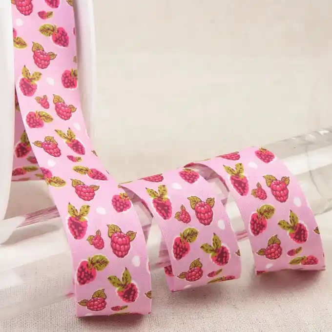 Schrägband Früchte 20mm Rosa Letzte Chance