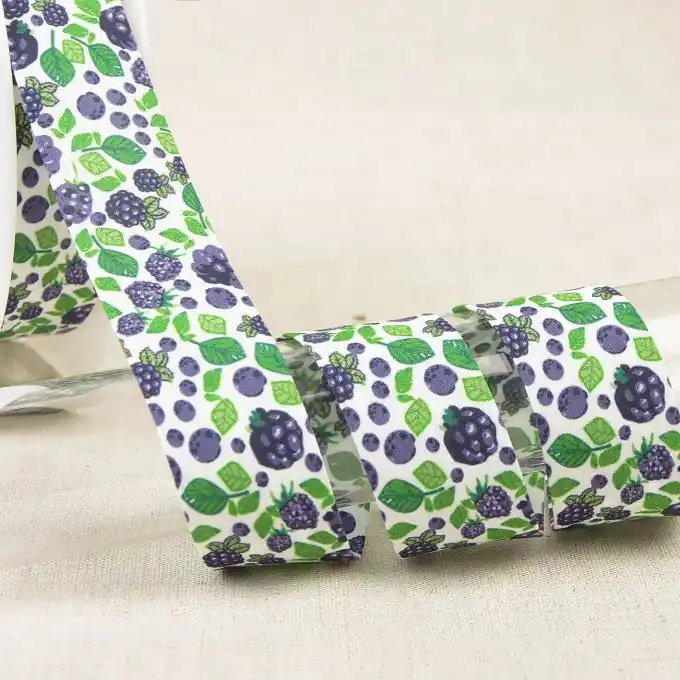 Schrägband Früchte 20mm Weiß Rabatt