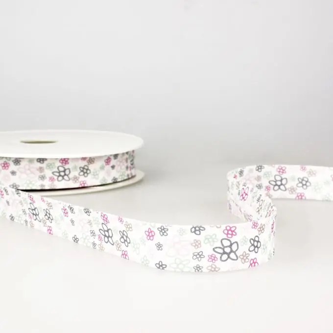 Jetzt Zugreifen Schrägband gefaltet 20mm Blumen Rosa